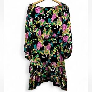 Saloni Black Floral Mini Dress
